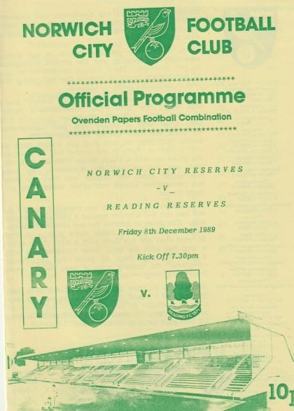 Norwich City Reserves v Reading Reserves 08-Dec-1989