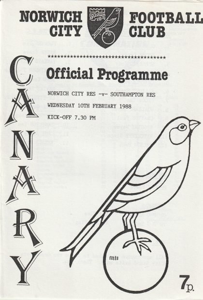 Norwich City Reserves v Southampton Reserves 10-Feb-1988