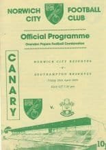 Norwich City Reserves v Southampton Reserves 20-Apr-1990
