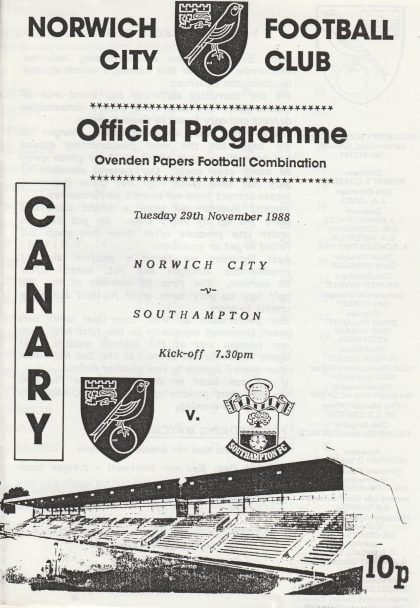 Norwich City Reserves v Southampton Reserves 29-Nov-1988