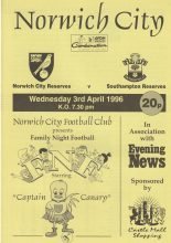 Norwich City Reserves v Southampton Reserves  03-Apr-1996