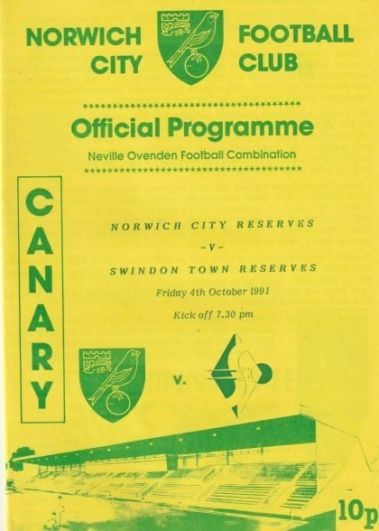 Norwich City Reserves v Swindon Town Reserves  04-Oct-1991