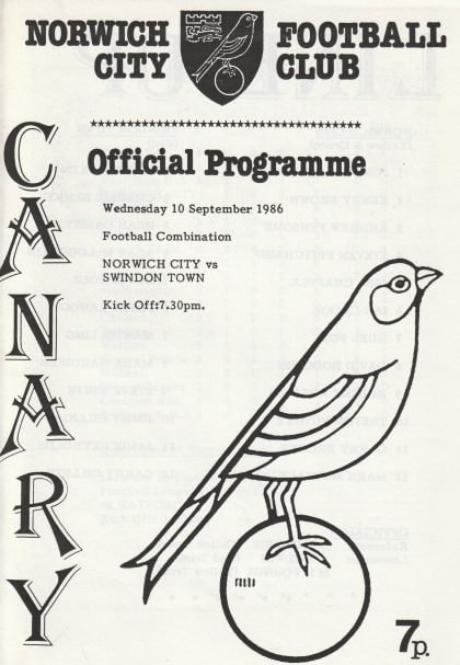 Norwich City Reserves v Swindon Town Reserves 10-Sep-1986