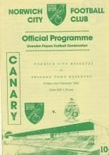 Norwich City Reserves v Swindon Town Reserves 02-Feb-1990