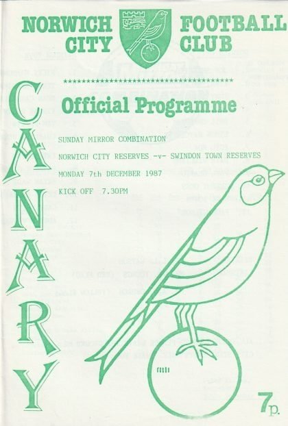 Norwich City Reserves v Swindon Town Reserves 07-Dec-1987
