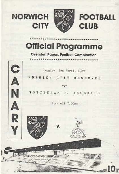 Norwich City Reserves v Tottenham Hotspur Reserves  03-Apr-1989
