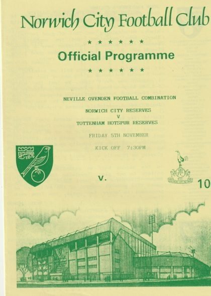 Norwich City Reserves v Tottenham Hotspur Reserves  05-Nov-1993