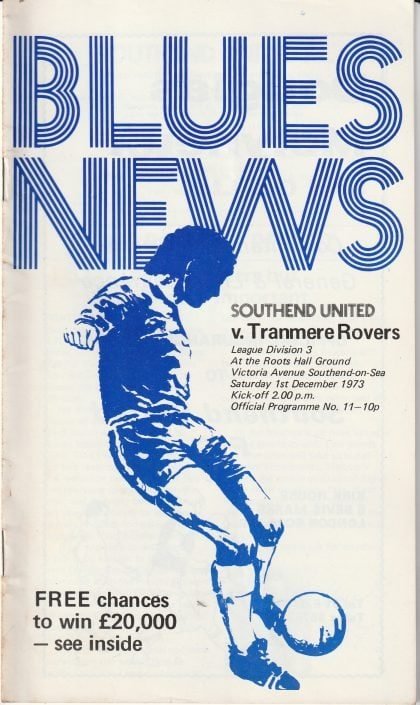 Southend United v Tranmere Rovers 01-Dec-1973