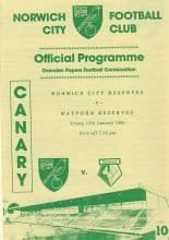 Norwich City Reserves v Watford Reserves  12-Jan-1990