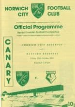 Norwich City Reserves v Watford Reserves  18-Oct-1991