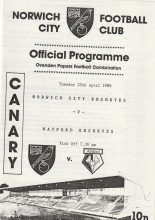 Norwich City Reserves v Watford Reserves  25-Apr-1989