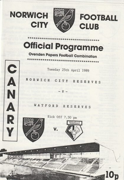 Norwich City Reserves v Watford Reserves  25-Apr-1989