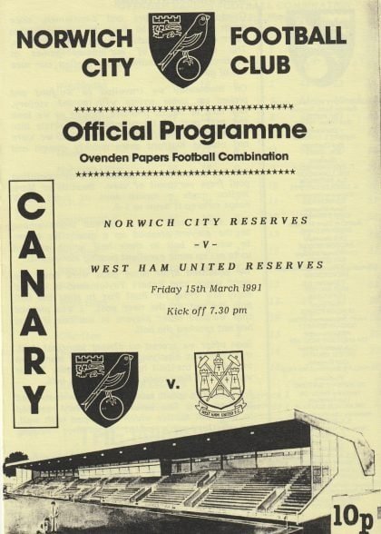 Norwich City Reserves v West Ham United Reserves  15-Mar-1991