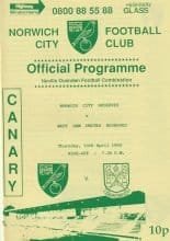Norwich City Reserves v West Ham United Reserves  15-Apr-1993