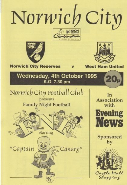 Norwich City Reserves v West Ham United Reserves  04-Oct-1995