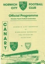 Norwich City Reserves v Wimbledon Reserves 12-Oct-1990