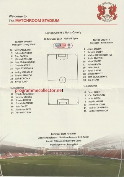 Leyton Orient v Notts County 18-Feb-2017