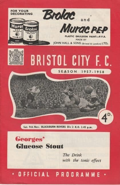 Bristol City v Blackburn Rovers  09-Nov-1957