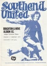 Southend United v Brighton & Hove Albion  17-Feb-1976