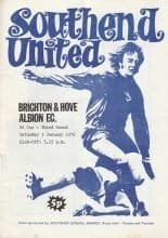 Southend United v Brighton & Hove Albion  03-Jan-1976