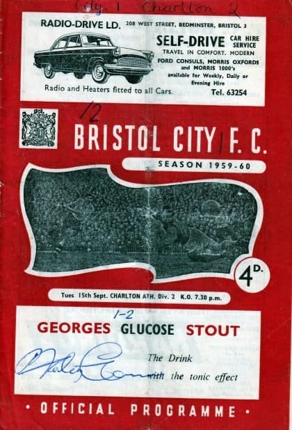 Bristol City v Charlton Athletic  15-Sep-1959