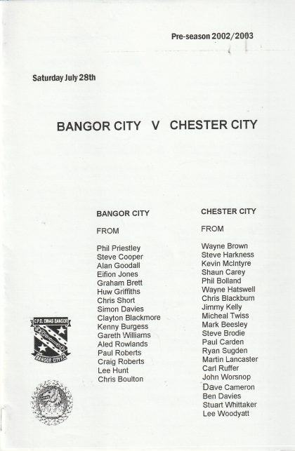 Bangor City v Chester City   28-Jul-2002