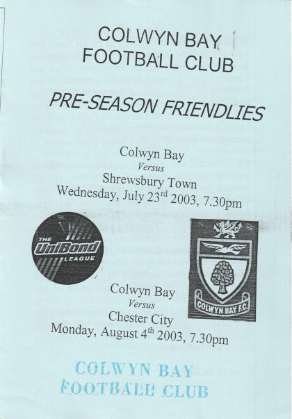 Colwyn Bay v Chester City 04-Aug-2003