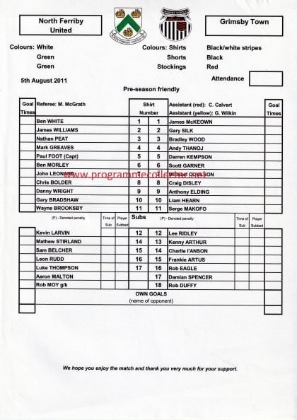 North Ferriby United v Grimsby Town 05-Aug-2011