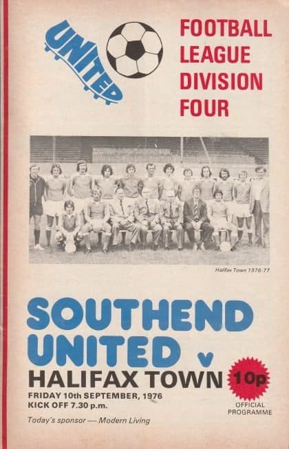 Southend United v Halifax Town  10-Sep-1976
