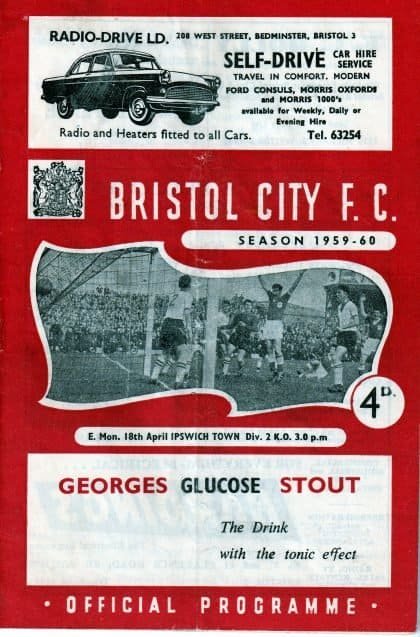 Bristol City v Ipswich Town  18-Apr-1960