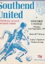 Southend United v Oxford United  11-Sep-1978