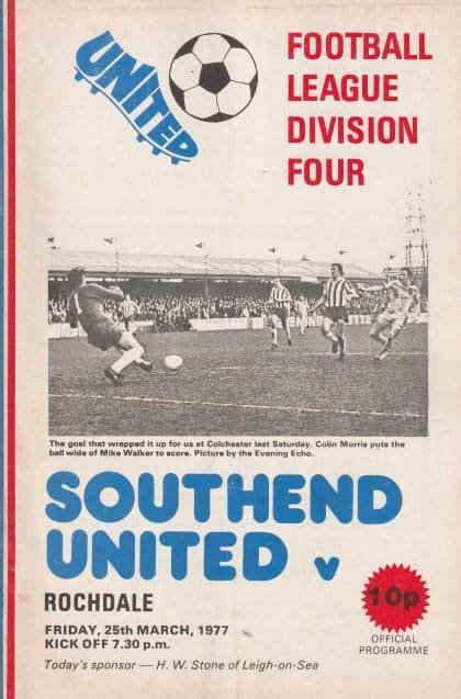 Southend United v Rochdale  25-Mar-1977