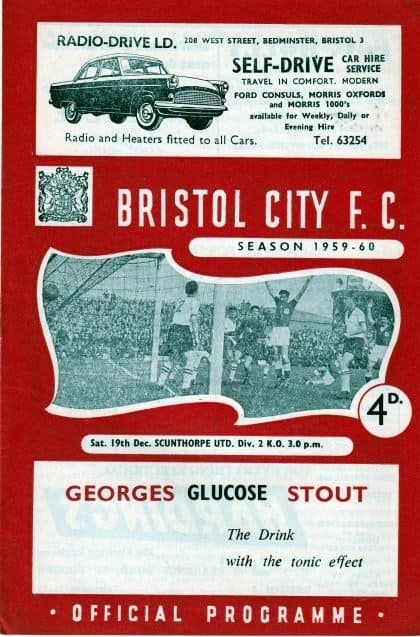Bristol City v Scunthorpe United 19-Dec-1959