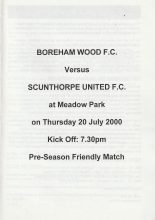 Boreham Wood v Scunthorpe United  20-Jul-2000