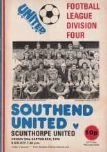 Southend United v Scunthorpe United  24-Sep-1976