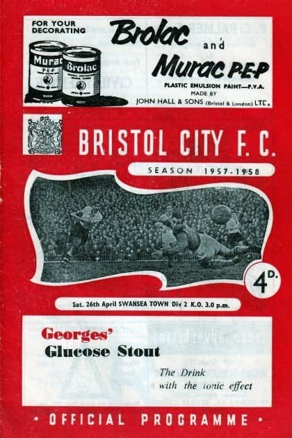 Bristol City v Swansea Town 26-Apr-1958