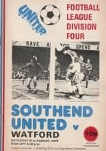 Southend United v Watford  21-Aug-1976