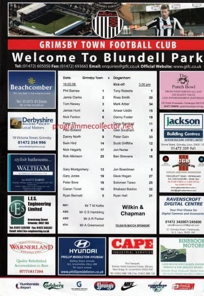 Grimsby Town v Dagenham & Redbridge  16-Feb-2008