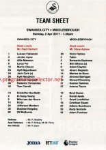 Swansea City v Middlesbrough 02-Apr-2017