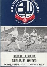 Bolton Wanderers v Carlisle United 23-Feb-1974