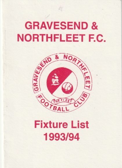 Gravesend & Northfleet Fixture card 1993-94