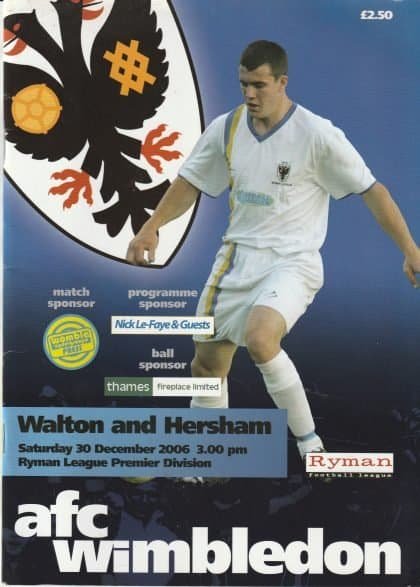 AFC Wimbledon v Walton & Hersham  30-Dec-2006