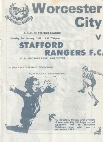 Worcester City v Stafford Rangers  03-Jan-1983