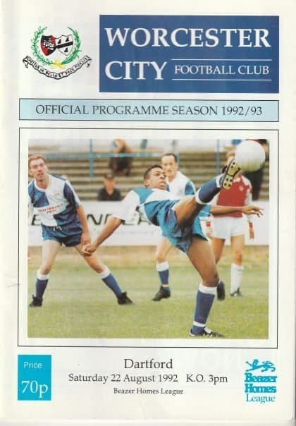 Worcester City v Dartford 22-Aug-1992