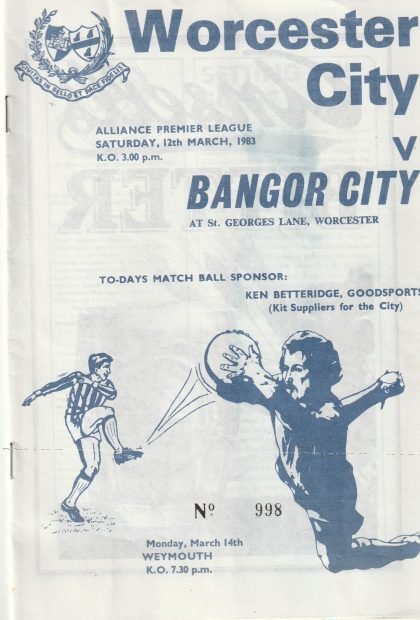 Worcester City v Bangor City   12-Mar-1983