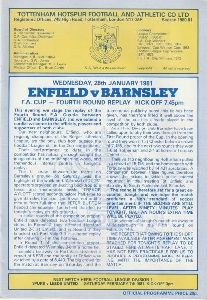 Enfield v Barnsley  28-Jan-1981