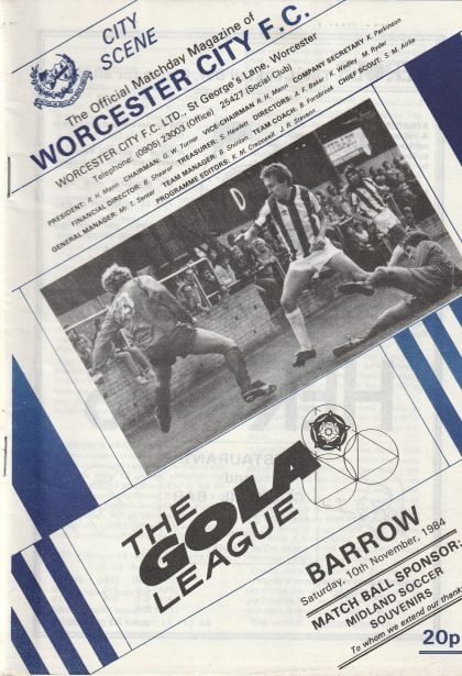 Worcester City v Barrow 10-Nov-1984
