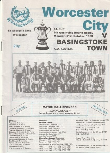 Worcester City v Basingstoke Town 31-Oct-1983