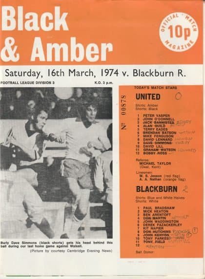 Cambridge United v Blackburn Rovers   16-Mar-1974