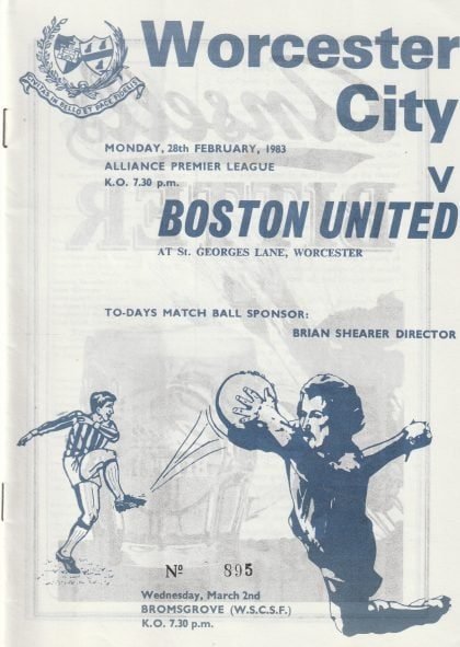 Worcester City v Boston United 28-Feb-1983
